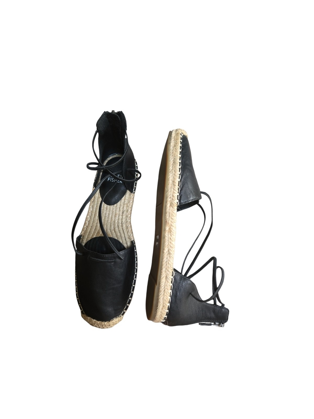 Eileen Fisher Black Lace-Up Espadrille Flats